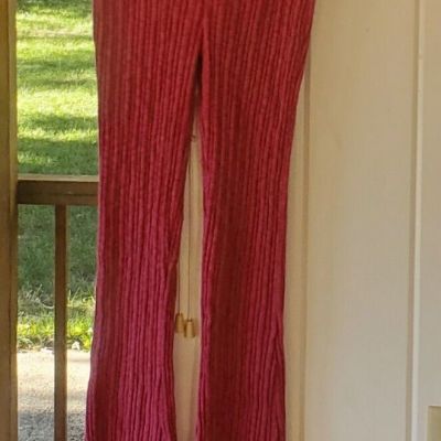 Urban Outfitters Women's Size Medium Bright Pink Ribbed Flare Leggings